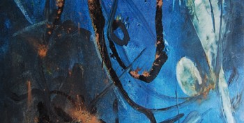 LE TOUMELIN Yahne, L'oeuf de la nuit, huile sur papier marouflée sur toile,
monogrammée en bas à droite et datée 1962, 228 x 102 cm